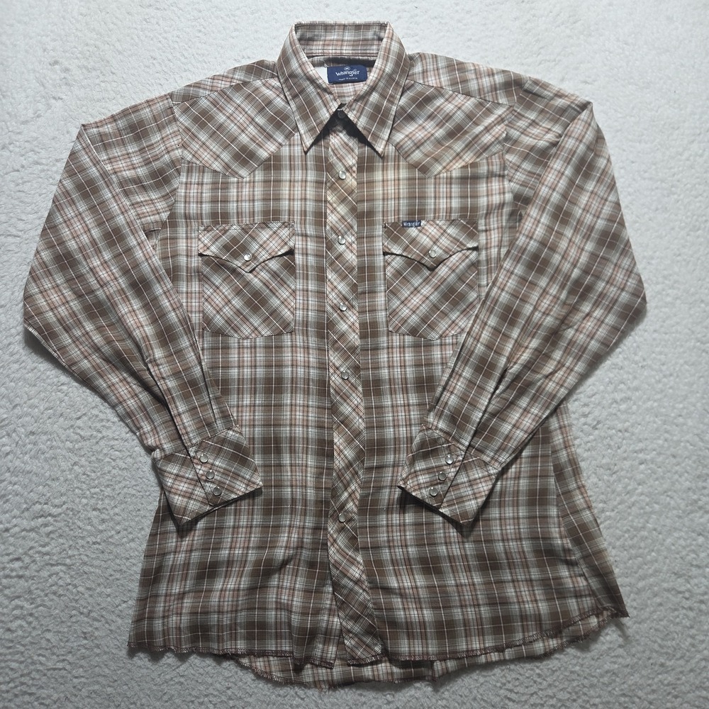 Vintage 90s Wrangler Women Medium Lightweight Pearl Snap Made In Korea Western